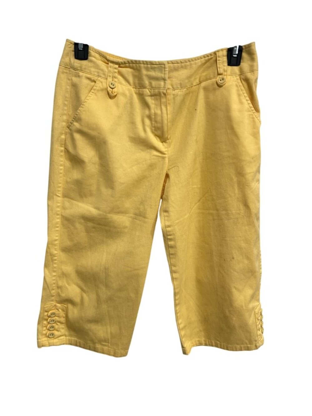 Larry Levine Yellow Stretch Cotton Capri Pants Women's Size 8 Preppy VanillaGirl